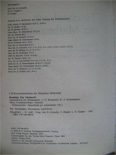 Haushaltsauflösung Taschenbuch der Mathematik Studium Schule in Bismark (Altmark)