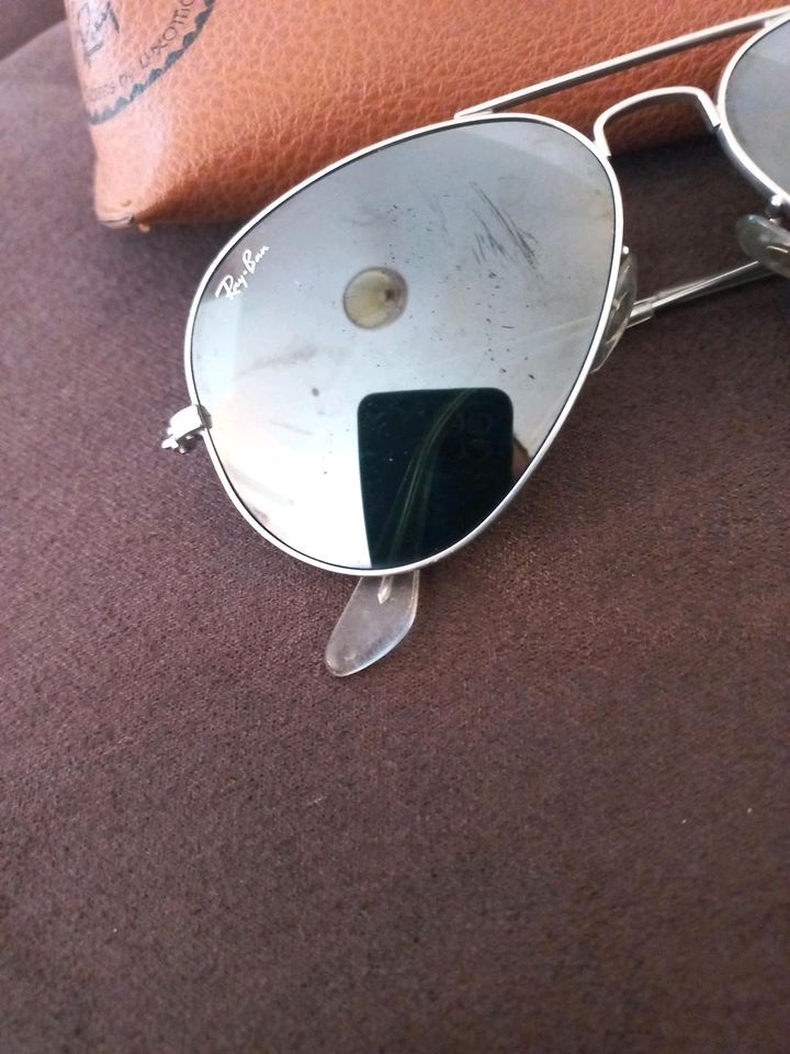 Original Ray Ban Sonnenbrille Aviator silber verspiegelt in Fürstenfeldbruck