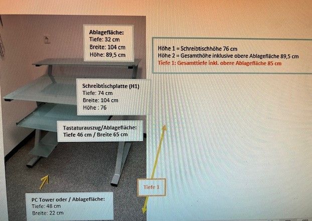 Schreibtisch aus Sicherheitsglas in Adelsdorf