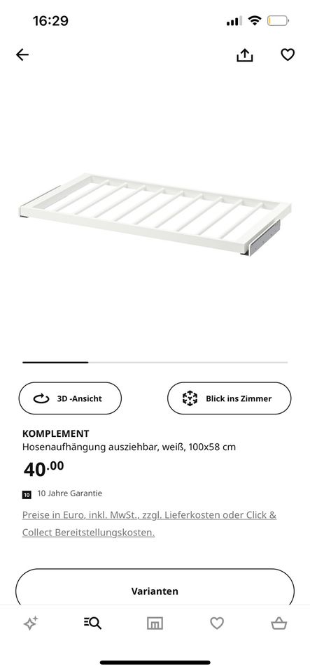 IKEA KOMPLEMENT Hosenaufhängung 100x58 für PAX Kleiderschrank in Mainz