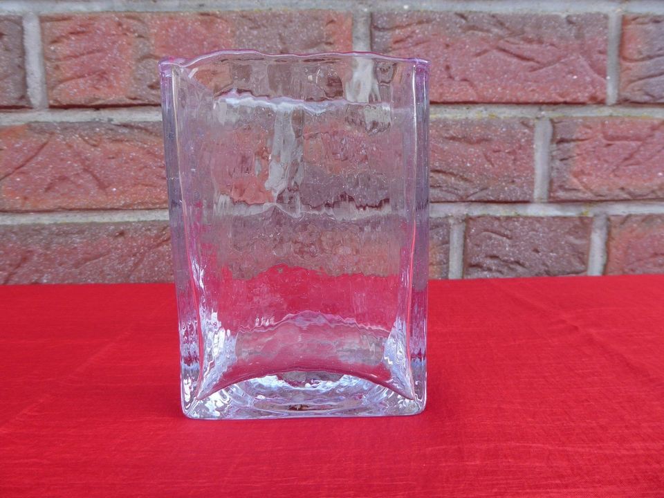 Edle Blumenvase Vase schweres Glas Transparent Behälter rechtecki in Flintbek