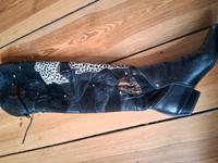 Vintage 90er Jahre Overknee Patchwork echtleder-Stiefel Mitte - Tiergarten Vorschau
