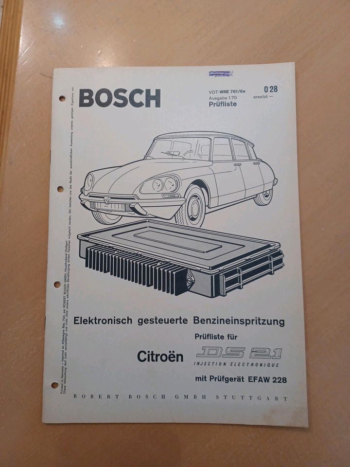 Bosch Prüfliste Citroën DS21 Benzineinspritzer in Michelau i. OFr.