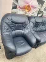 Sofa und Sessel Echtleder dunkelblaue mit Schlaffunktion Rheinland-Pfalz - Vettelschoß Vorschau