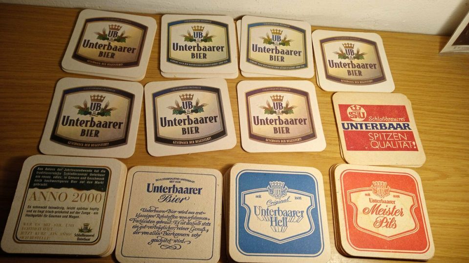 Unterbaar Schlossbrauerei 17 versch. Bierdeckel Aichach Friedberg in Dillingen (Donau)