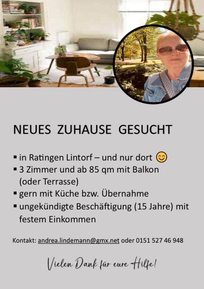 Wohnung in Ratingen Lintorf gesucht - zur Miete oder Kauf in Ratingen