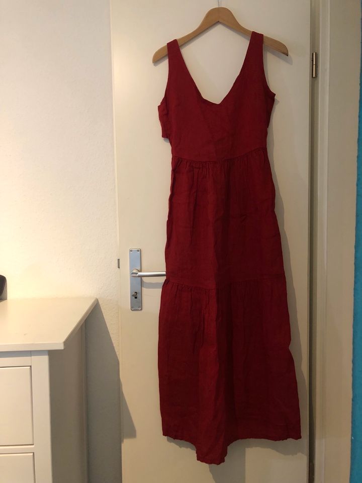 Leinen Kleid Sommer Cutout Rot M- XL in Duisburg