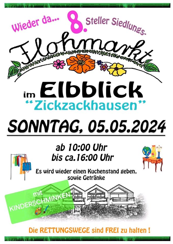 Siedlungsflohmarkt im Elbblick ZickzackHausen 05.05 in Stelle