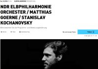 Tickets Elbphilharmonie 9.5. 20 Uhr Goerne / Kochanovsky Niedersachsen - Meine Vorschau