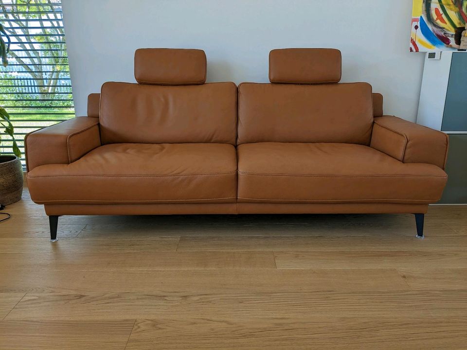 Couch/Sofa Leder Cognac + Hocker, Foscaari W.Schillig,NEU in München