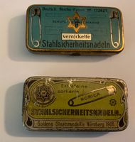 2 Blechdöschen "Stahlsicherheitsnadeln" ca.1920er Jahre Niedersachsen - Bovenden Vorschau