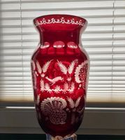 Große Glas Vase Rubin rot handgeschliffen,Böhmen,31 cm Thüringen - Heilbad Heiligenstadt Vorschau