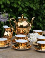 1x goldenes Mokka Service Set Hochzeit Vintage Shabby Nordrhein-Westfalen - Lünen Vorschau