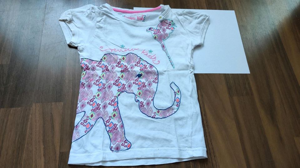 T-Shirt review Kids 104 110 Baumwolle Elefant Vogel weiß rosa in Witten