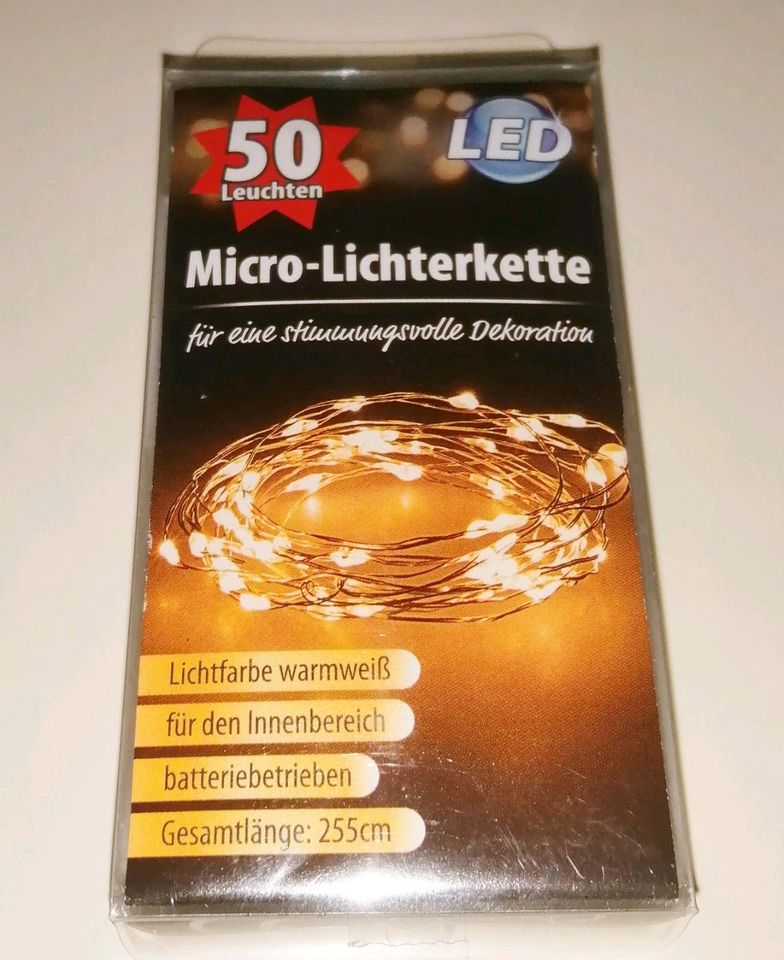 50 er Micro LED Lichterkette, biegsam, sparsam,warmweiss in Wuppertal