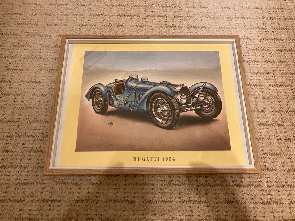 Bugatti 1934 Druck Bild m. Rahmen O-T-H Oldtimer in Genthin