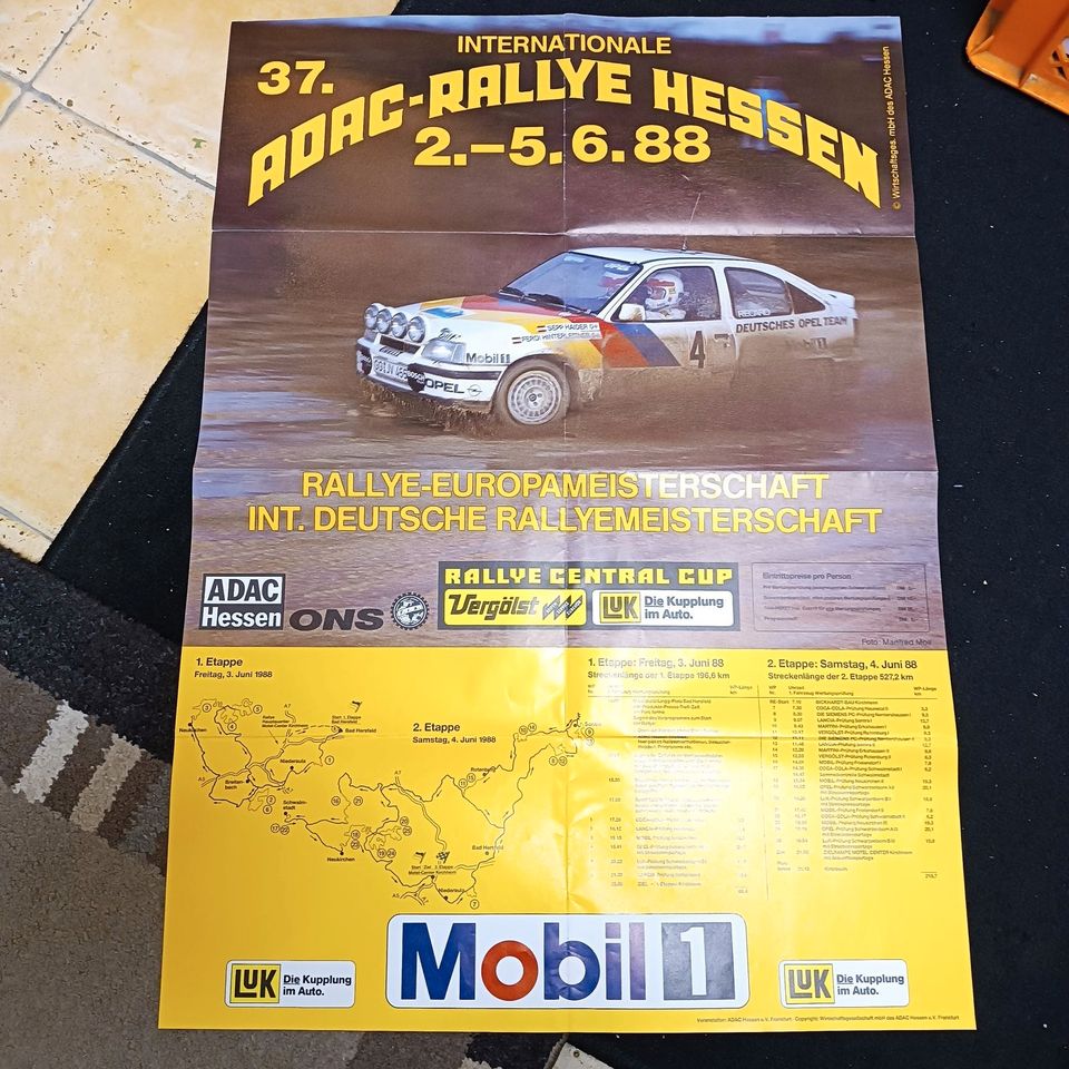 Programmheft HESSEN RALLYE 1988 und Riesenposter Sepp Haider in Butzbach