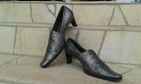 Damenschuhe mit Absatz, Leder geprägt, Silber/Asphalt-grau Rheinland-Pfalz - Landscheid Vorschau