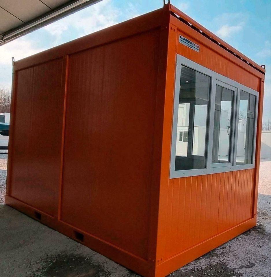 ► Sofortige Verfügbarkeit - 4 x 2,4 m Baucontainer ◄ Baubüro, Bürocontainer, Baustellencontainer, Container kaufen München - Pförtnerhaus Empfangscontainer Ticketschalter Einlasskontrolle Kiosk Haus in Brunnen