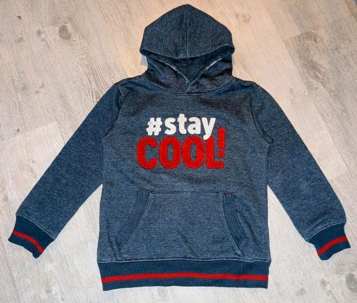 Hoodie - Message-Print Gr.122 Pullover #stay cool Sweatshirt blau in Erfurt