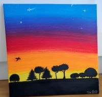 Sonnenuntergang Bild Acrylfarben auf Leinwand Deko Bäume München - Pasing-Obermenzing Vorschau