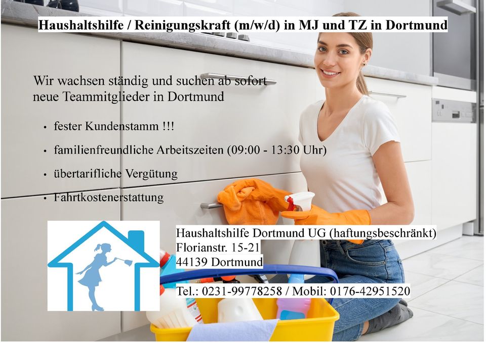 Reinigungskraft (m/w/d) in MJ und TZ in Dortmund in Dortmund