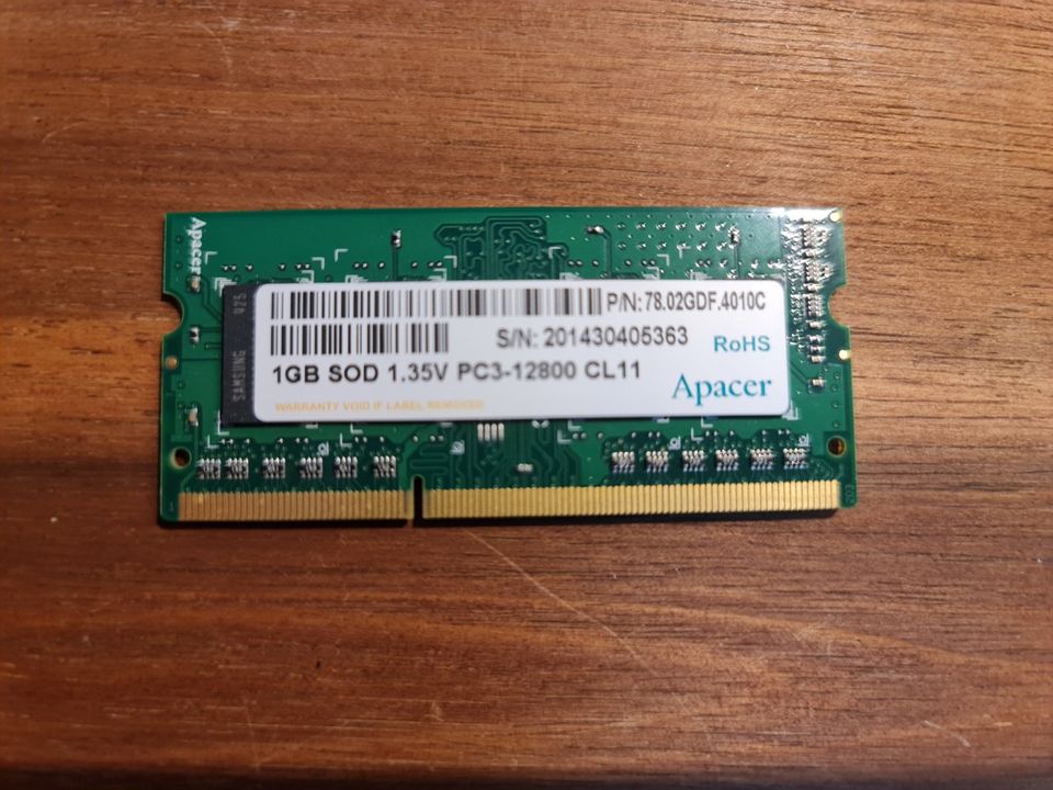 Apacer Laptop DDR3 RAM-Riegel - 1GB in Erwitte