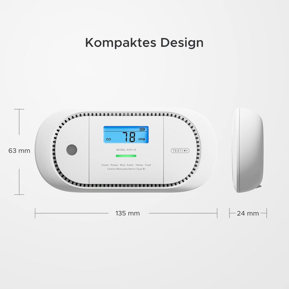 X-Sense Kohlenmonoxid Alarm Warnmelder mit digitaler LCD XC01-R in Mannheim