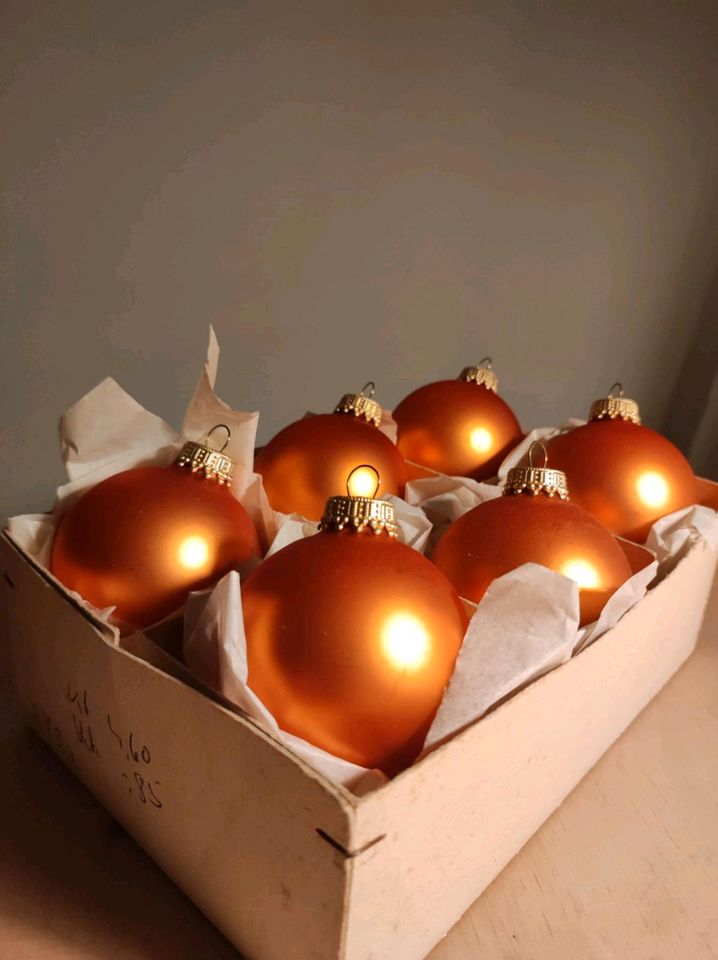 Alte Weihnachtsbaum Kugeln Glas Gold orange in Bad Bodenteich