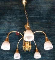 Goldene 5 armige Deckenlampe mit satinierten Glas 45 cm breit Schleswig-Holstein - Elmshorn Vorschau