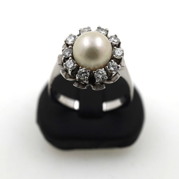 Perlen Brillant Gold Ring 585 14 Kt Weißgold 1,00 Ct juweliero.de in Köln