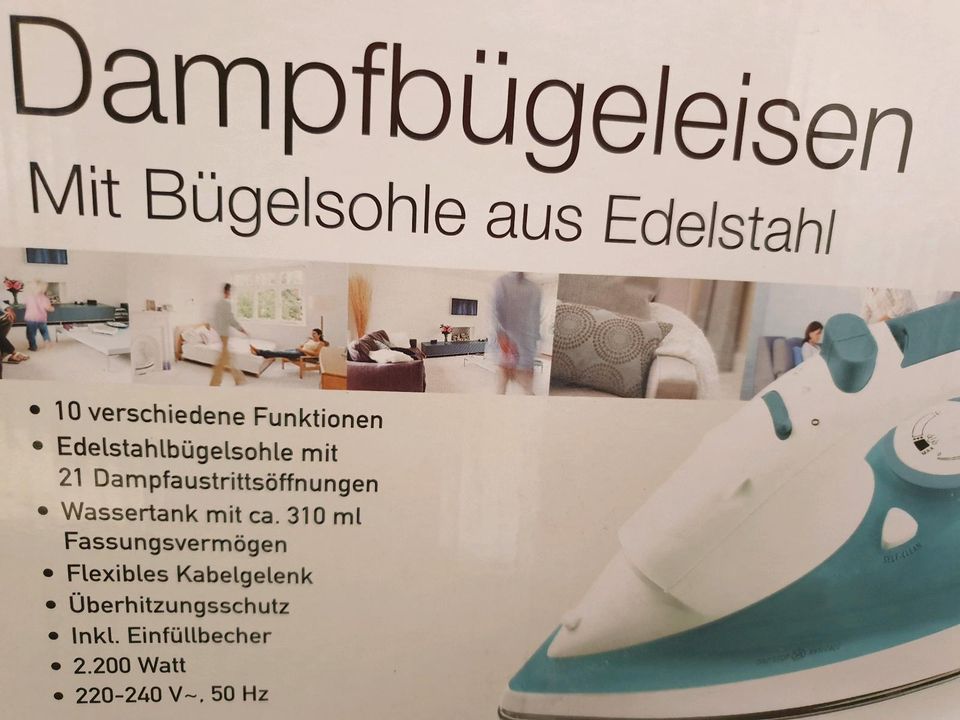 Dampf Bügeleisen Edelstahl sohle 2200 Watt neu original verpackt in Ebelsbach