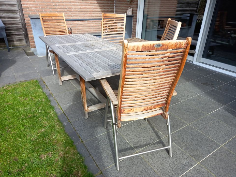 Gartentisch mit 4 Stühlen von Ploß Teakholz und Edelstahl in Elsdorf
