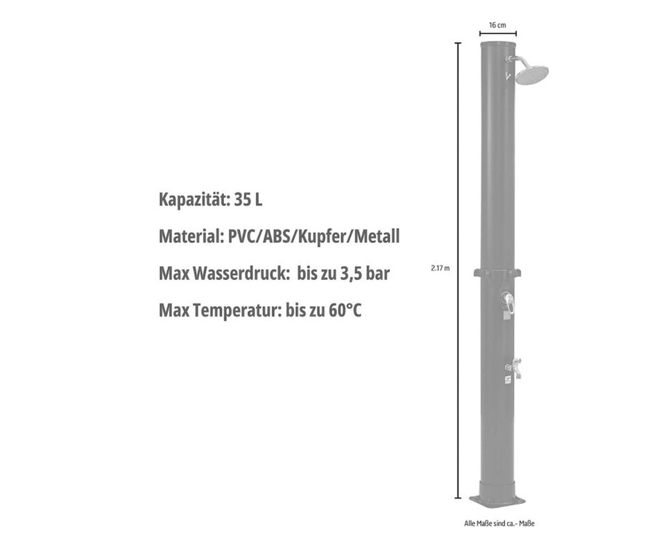 Solardusche 35l, Wasserhahn, Schlauchanschluss NEU!!! in Karlstein