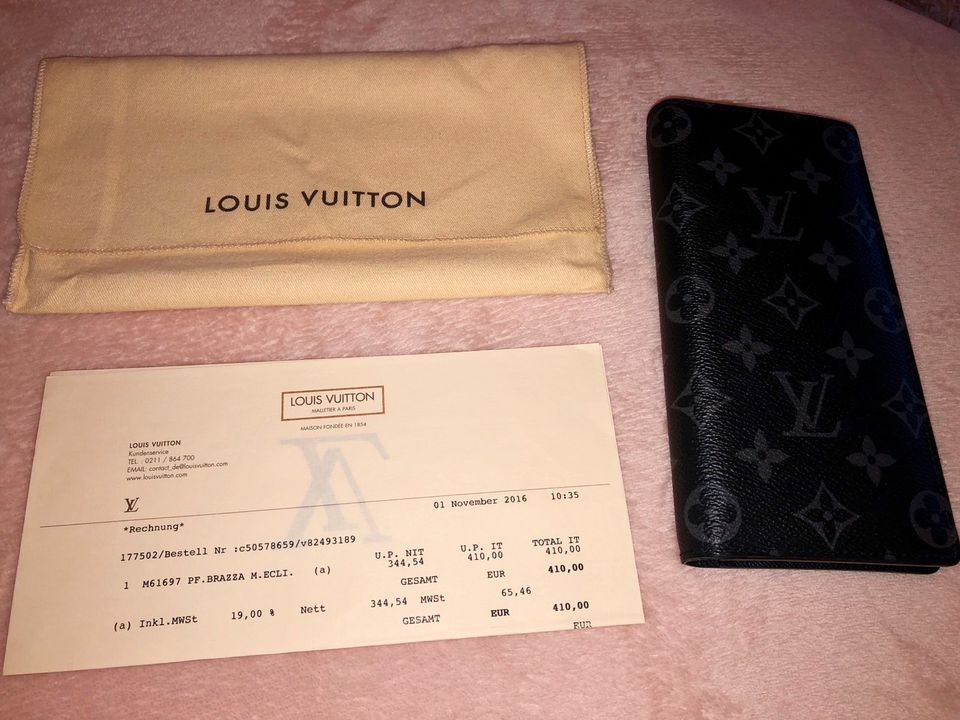 Louis Vuitton - Brazza Eclipse Geldbörse Canvas Monogram in Hamburg