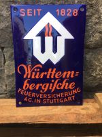 Altes Emailleschild Württembergische Feuerversicherung Baden-Württemberg - Wernau Vorschau