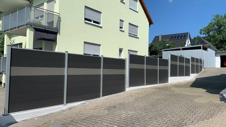 WPC Zaun Gartenzaun Sichtschutz komplett 180x180 mit Alu Pfosten in Schwerin