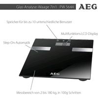 Personenwaage Glas Analyse Waage 7in1 - AEG PW 5644 - Schwarz Brandenburg - Kremmen Vorschau