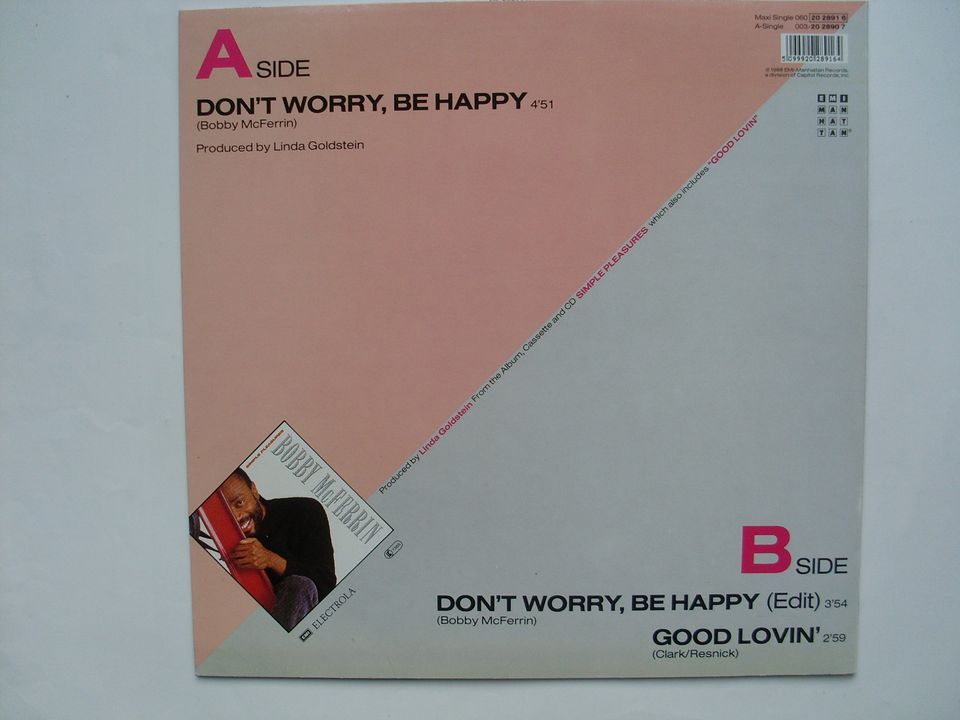 BOBBY McFERRIN, Don't worry be happy/Good Lovin Maxi Single Vinyl in Niebüll