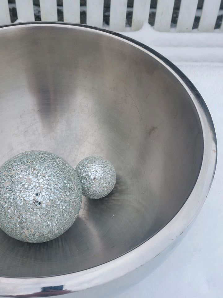 XXL Dekoschüssel Bowl Silber Metall Aluminium Tischdekoration in Rosbach (v d Höhe)