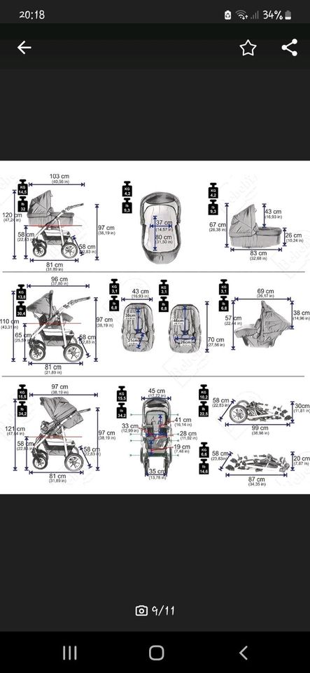 Bellami Kinderwagen 3 in 1 in Grafschaft