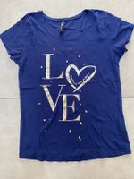 Damen T - Shirt dunkelblau mit goldfarbenen Druck LOVE Herz Gr. S Bayern - Schöllnach Vorschau