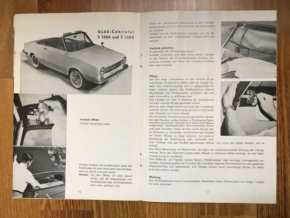 1967 GLAS 1004 1304 Betriebsanleitung deutsch gedruckt 8.66 in Kassel