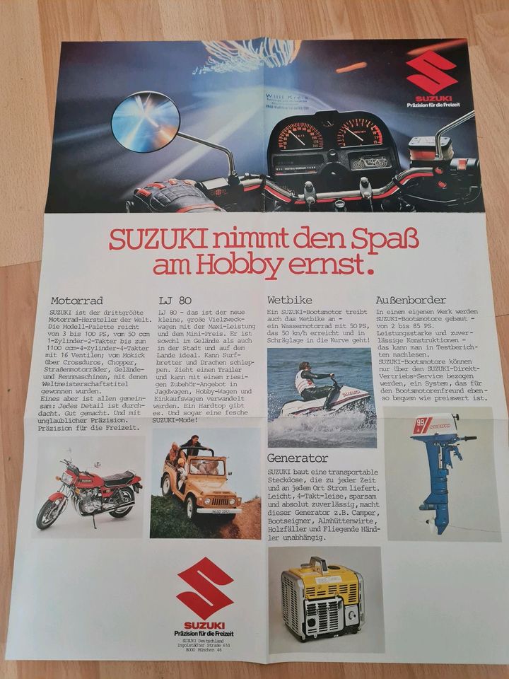 Suzuki Motorrad 1980 Prospekt Programm top Zustand deutsch Poster in Schloß Holte-Stukenbrock