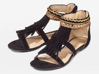 Esmara by Heidi Klum Sandalen schwarz mit Fransen 38 Harburg - Hamburg Marmstorf Vorschau