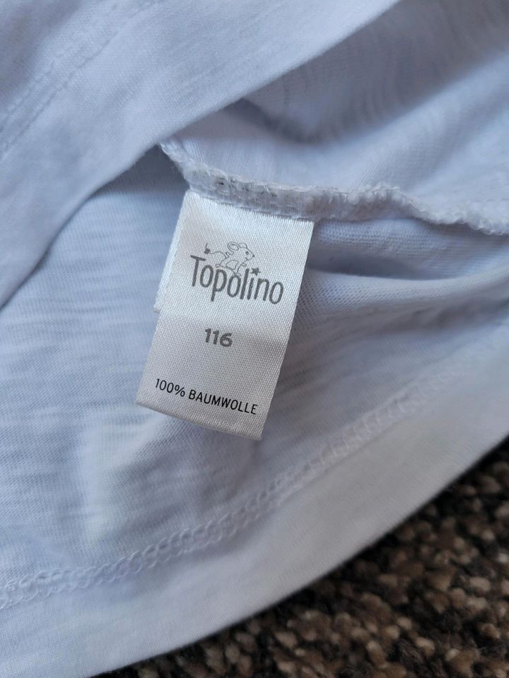 Topolino Shirt Gr. 116 weiß Einhorn Mädchen kurzarm *wie neu* in Wetschen