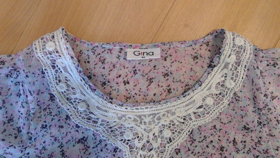 Gina 42 Oberteil T-Shirt Rosa Bunt Spitze in Falkensee