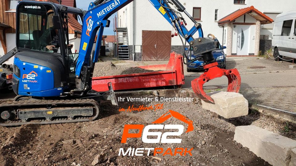 Minibagger mieten, Baggerverleih, Mietbagger, Kubota, Bagger in Beuren