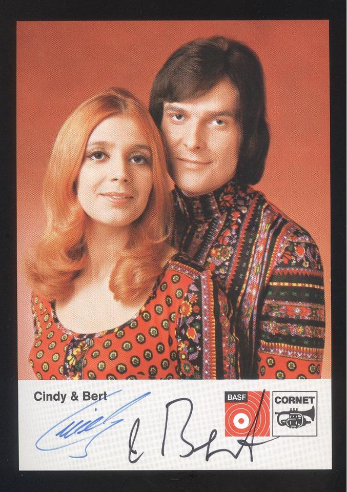 Cindy & Bert Foto Autogrammkarte BASF Cornet, signiert (ca. 1974) in Berlin