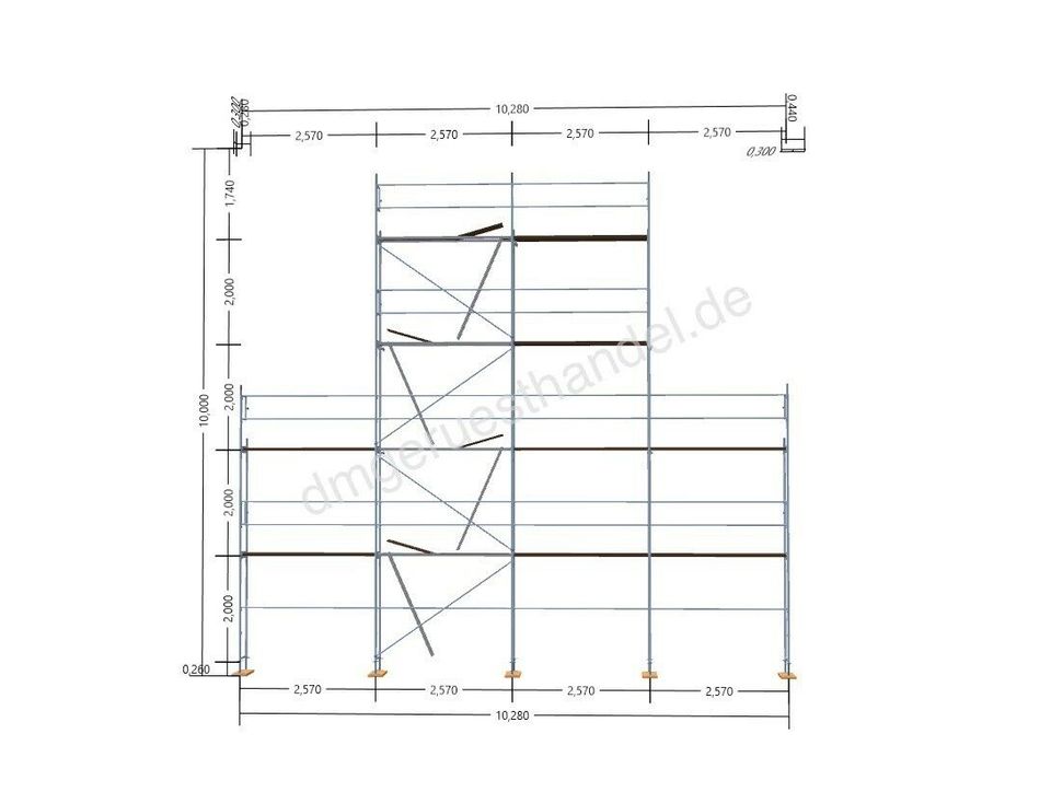 Giebelgerüst 91,25qm Baugerüst ✅ Fassadengerüst Gerüst 2,5 Giebel in Murrhardt